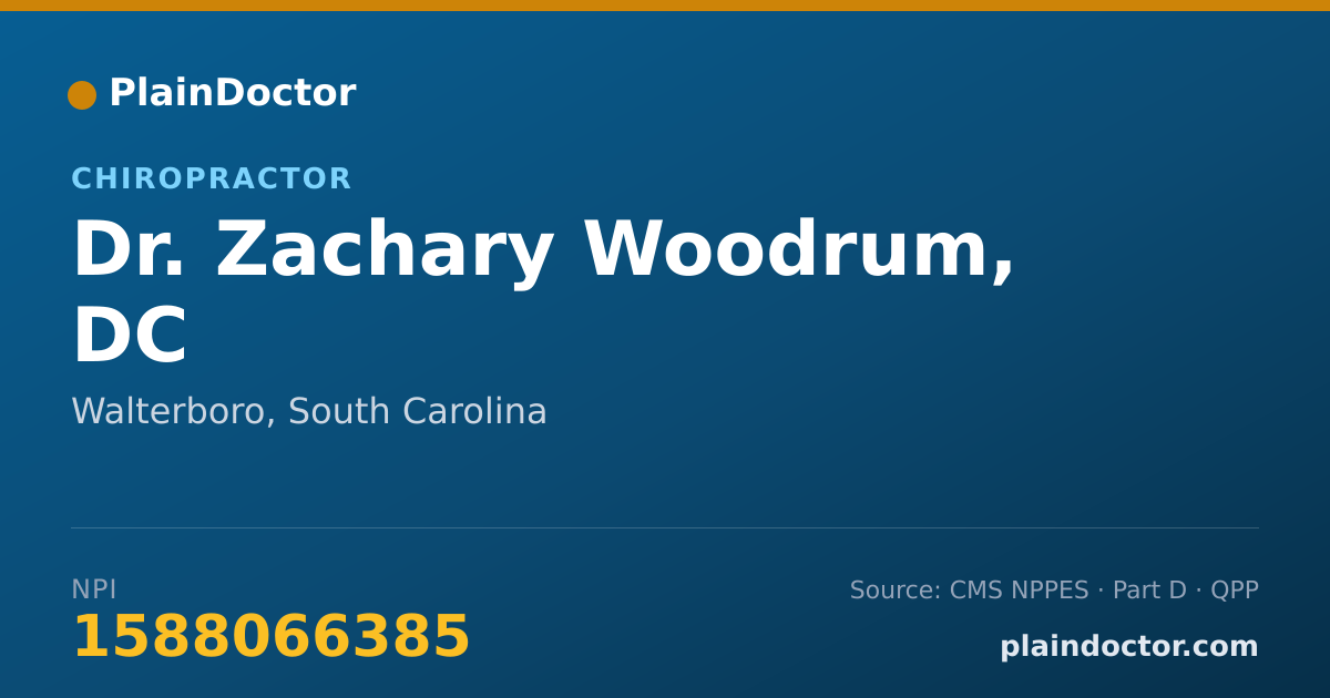 Shareable card for Zachary Woodrum, DC - Chiropractor, Walterboro, SC