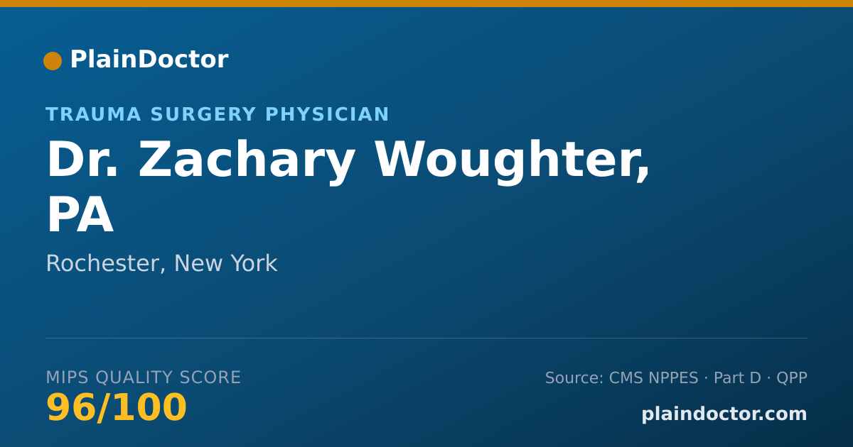 Shareable card for Zachary Woughter, PA - Trauma Surgery Physician, Rochester, NY