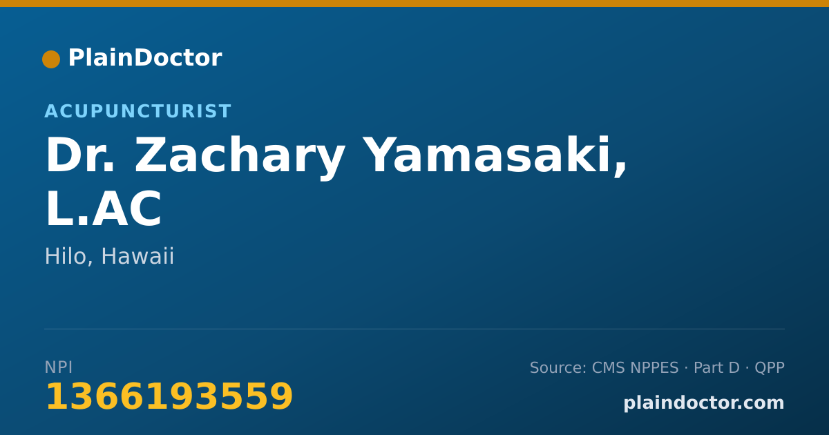 Shareable card for Zachary Yamasaki, L.AC - Acupuncturist, Hilo, HI