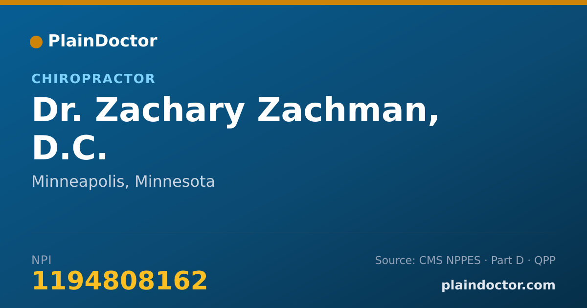 Shareable card for Zachary Zachman, D.C. - Chiropractor, Minneapolis, MN
