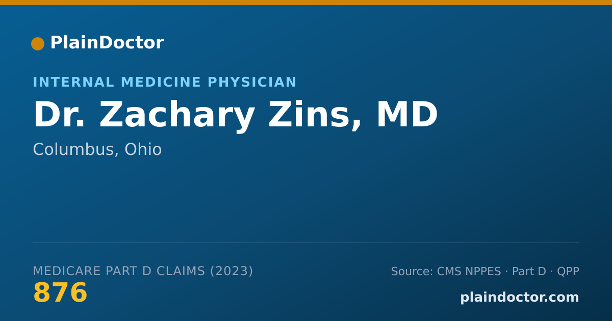 Shareable card for Zachary Zins, MD - Internal Medicine Physician, Columbus, OH