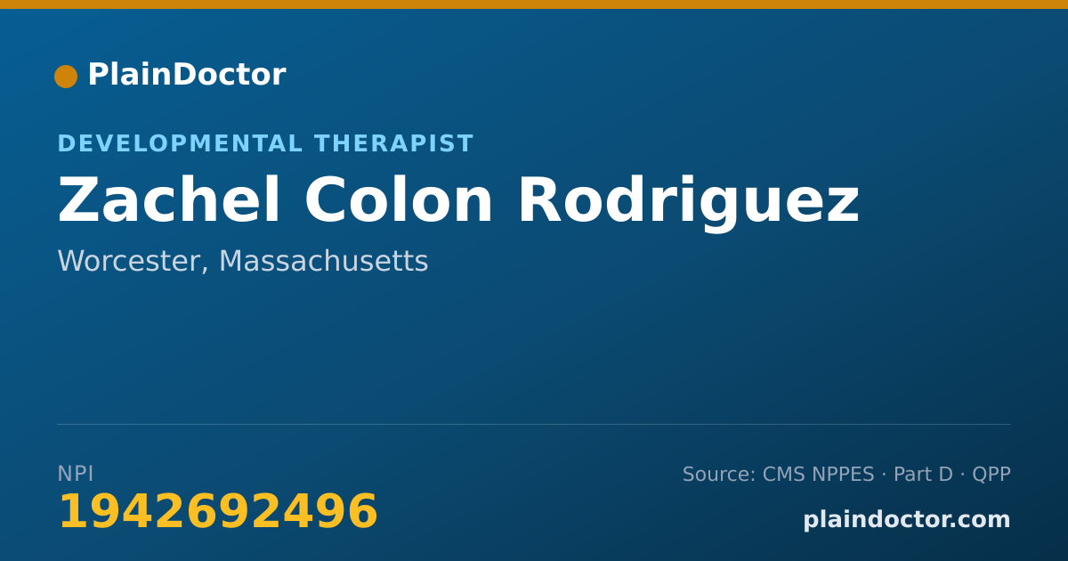 Shareable card for Zachel Colon Rodriguez - Developmental Therapist, Worcester, MA