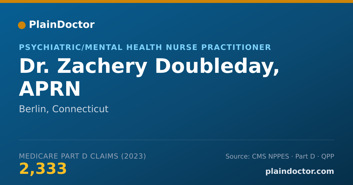 Shareable card for Zachery Doubleday, APRN - Psychiatric/Mental Health Nurse Practitioner, Berlin, CT