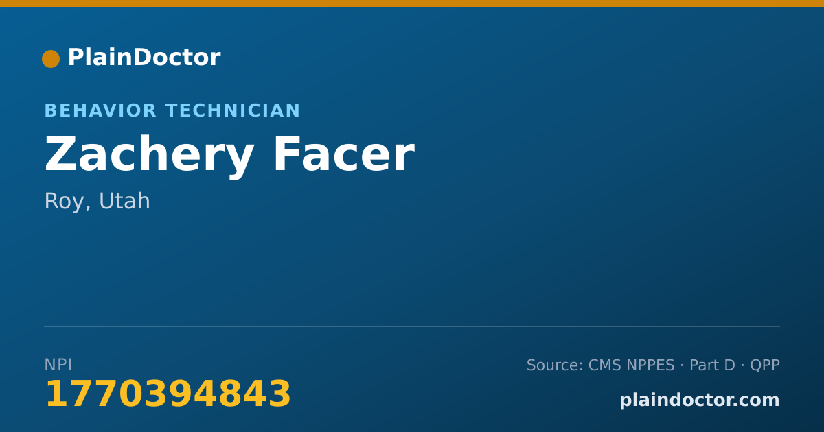 Shareable card for Zachery Facer - Behavior Technician, Roy, UT