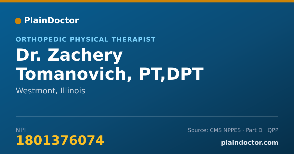 Shareable card for Zachery Tomanovich, PT,DPT - Orthopedic Physical Therapist, Westmont, IL