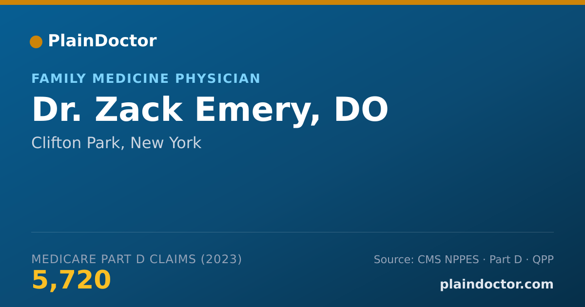 Shareable card for Zack Emery, DO - Family Medicine Physician, Clifton Park, NY