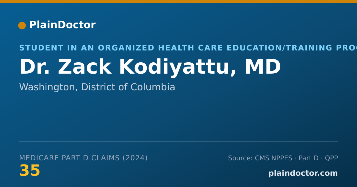 Shareable card for Zack Kodiyattu, MD - Student in an Organized Health Care Education/Training Program, Washington, DC