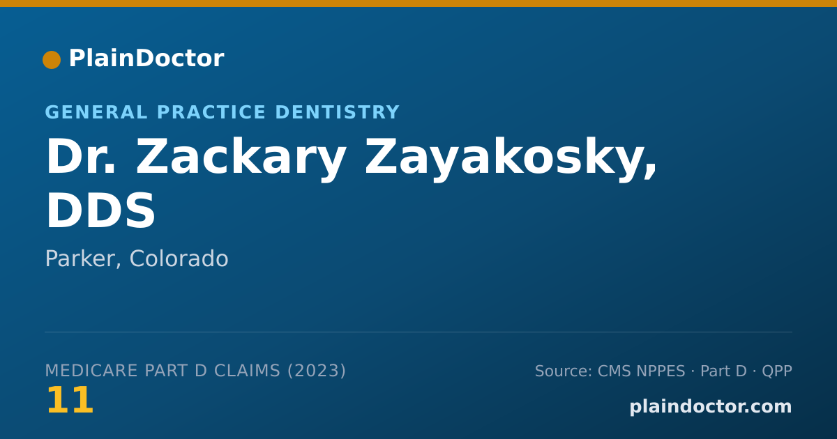 Shareable card for Zackary Zayakosky, DDS - General Practice Dentistry, Parker, CO