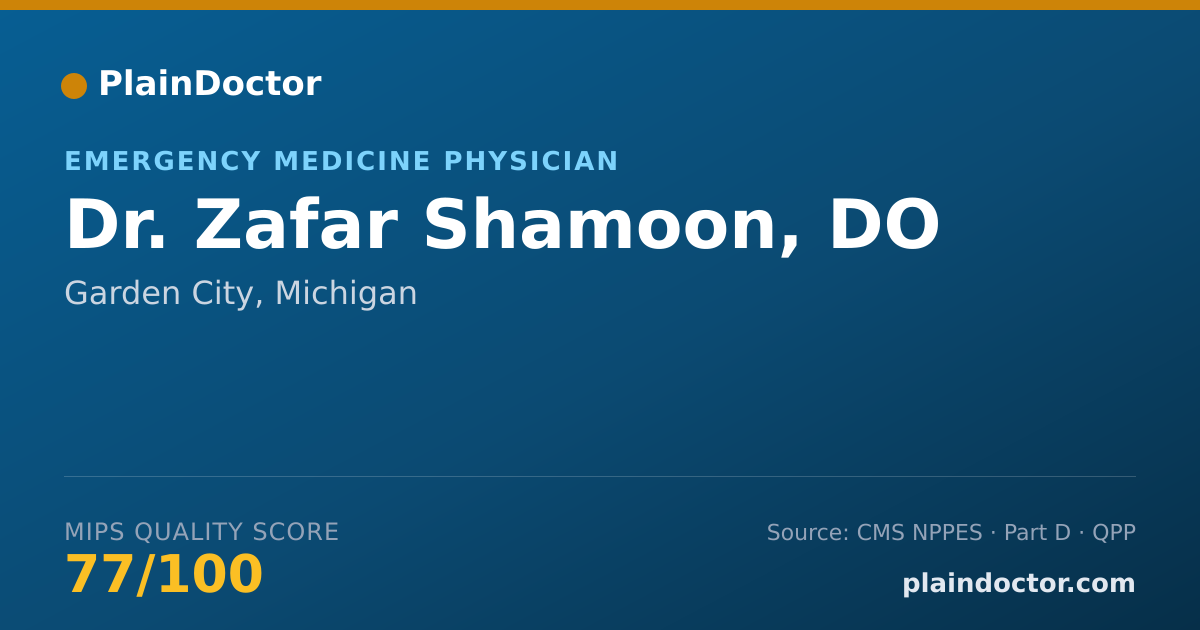 Shareable card for Zafar Shamoon, DO - Emergency Medicine Physician, Garden City, MI