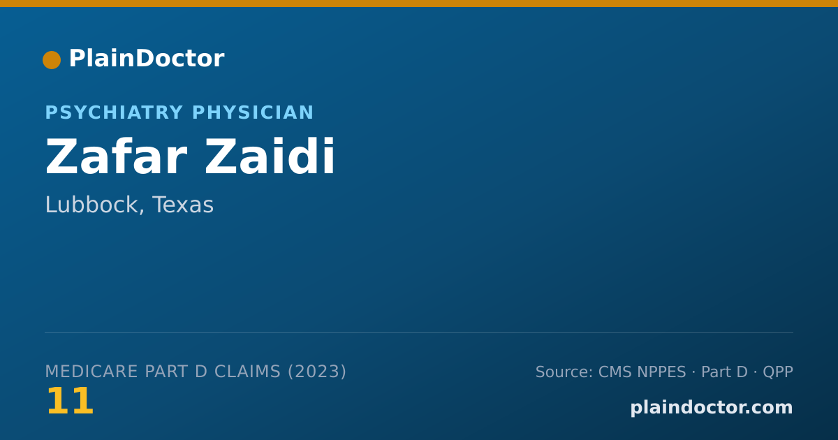 Shareable card for Zafar Zaidi - Psychiatry Physician, Lubbock, TX