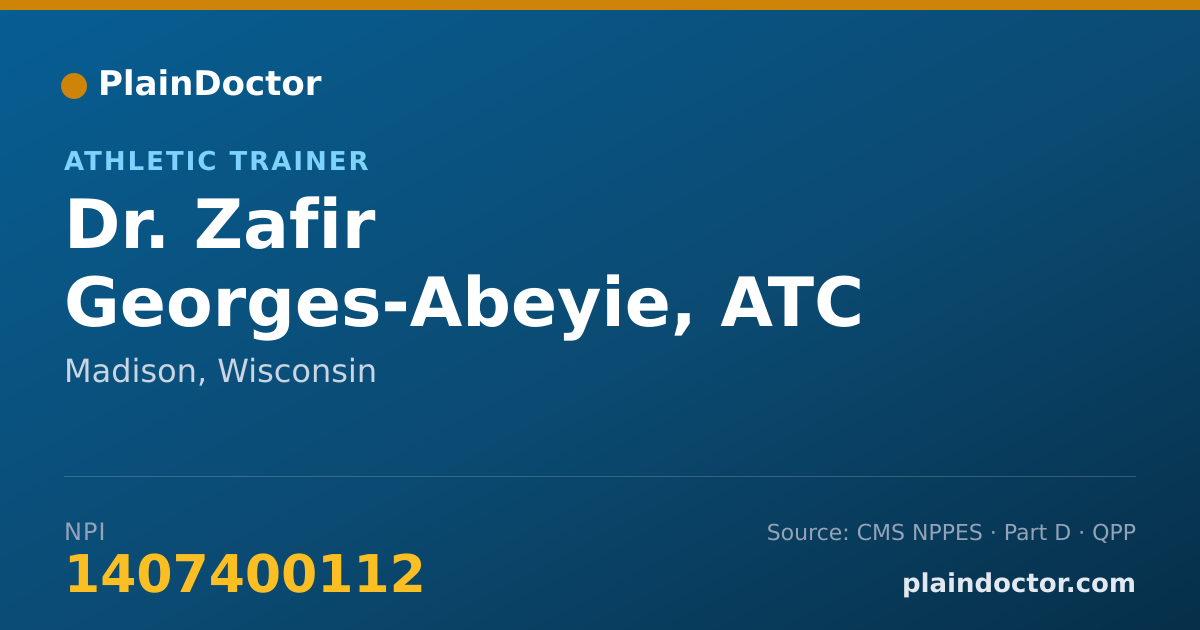 Shareable card for Zafir Georges-Abeyie, ATC - Athletic Trainer, Madison, WI