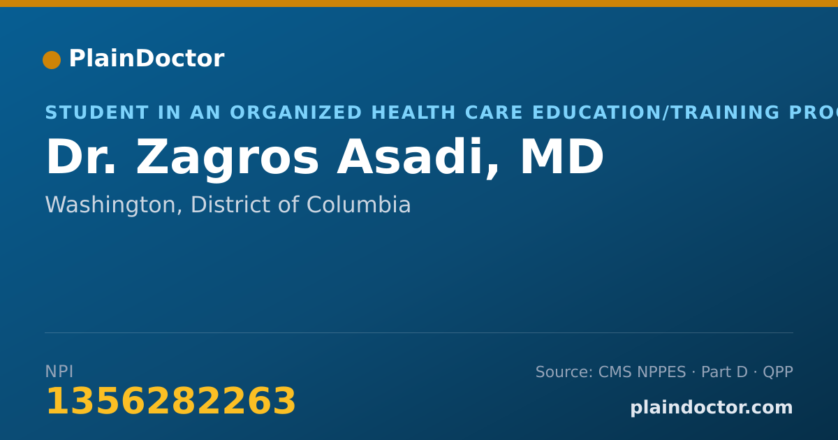 Shareable card for Zagros Asadi, MD - Student in an Organized Health Care Education/Training Program, Washington, DC