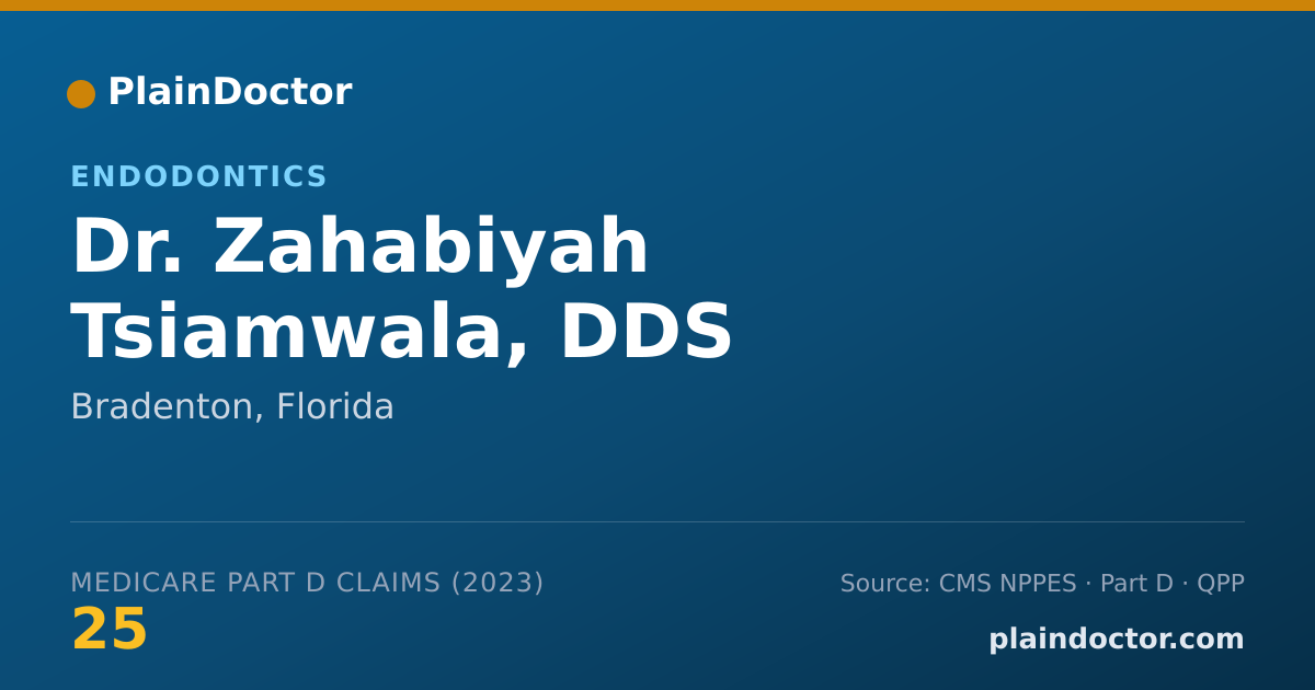 Shareable card for Zahabiyah Tsiamwala, DDS - Endodontics, Bradenton, FL