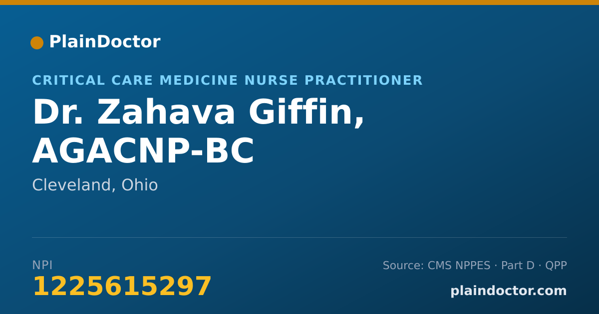 Shareable card for Zahava Giffin, AGACNP-BC - Critical Care Medicine Nurse Practitioner, Cleveland, OH