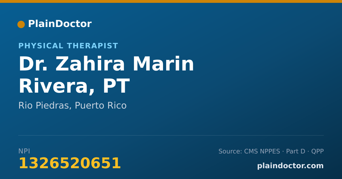 Shareable card for Zahira Marin Rivera, PT - Physical Therapist, Rio Piedras, PR