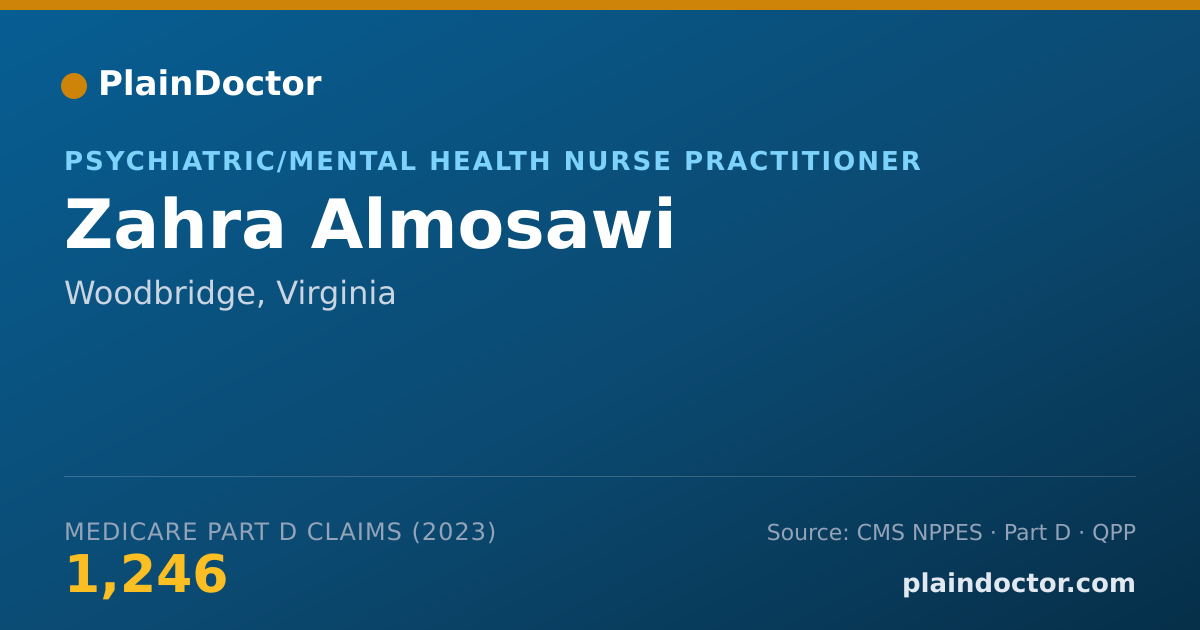 Shareable card for Zahra Almosawi - Psychiatric/Mental Health Nurse Practitioner, Woodbridge, VA