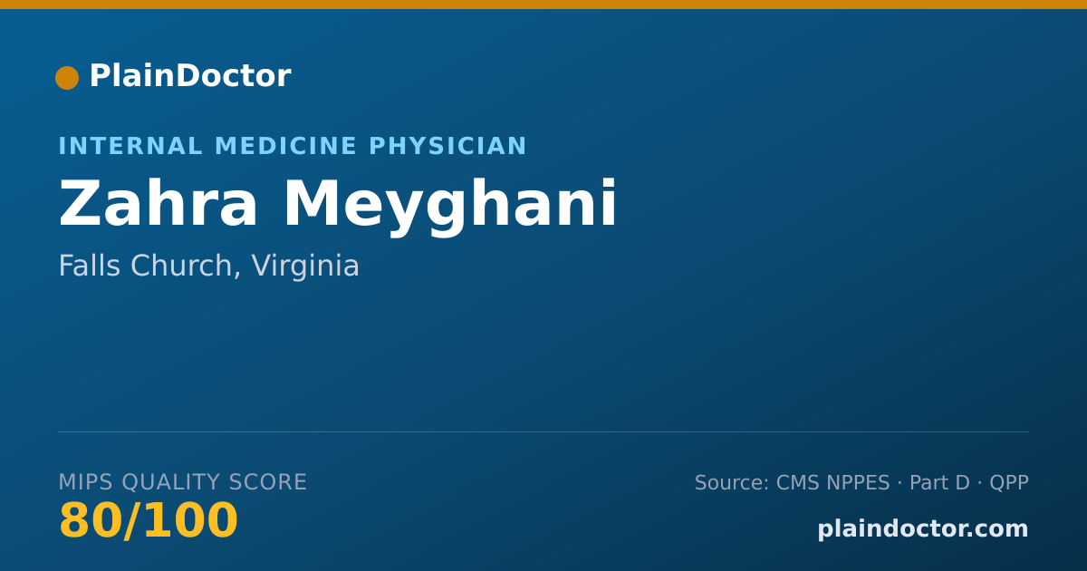 Shareable card for Zahra Meyghani - Internal Medicine Physician, Falls Church, VA