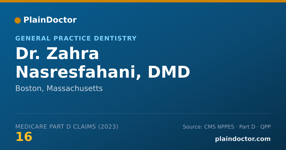 Shareable card for Zahra Nasresfahani, DMD - General Practice Dentistry, Boston, MA
