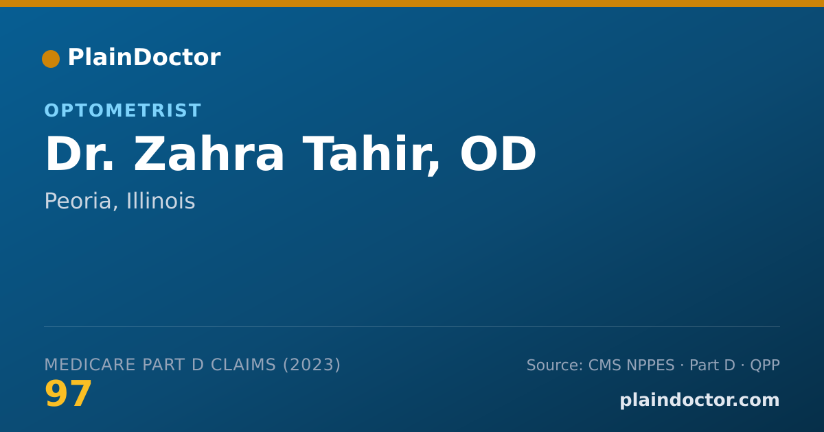 Shareable card for Zahra Tahir, OD - Optometrist, Peoria, IL