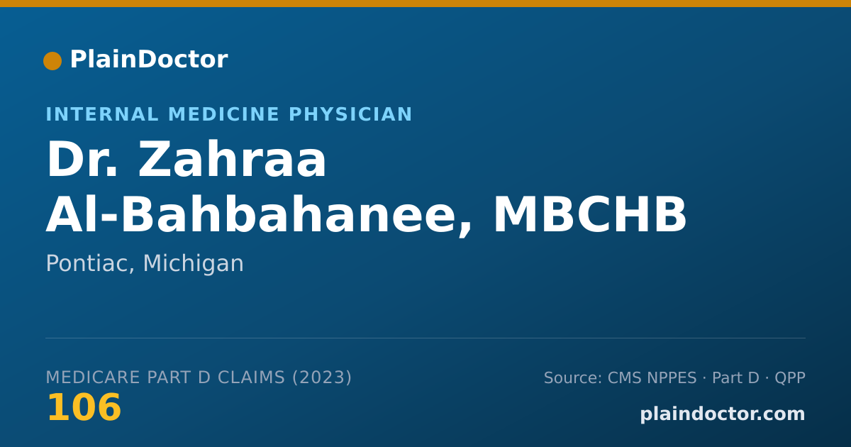 Shareable card for Zahraa Al-Bahbahanee, MBCHB - Internal Medicine Physician, Pontiac, MI