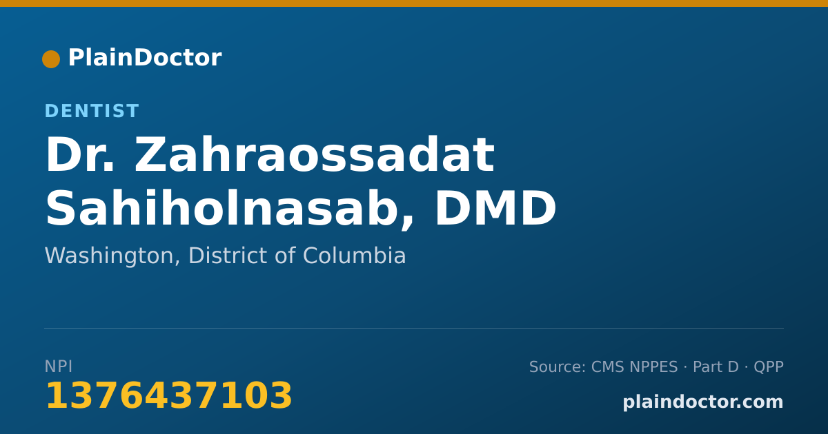 Shareable card for Zahraossadat Sahiholnasab, DMD - Dentist, Washington, DC