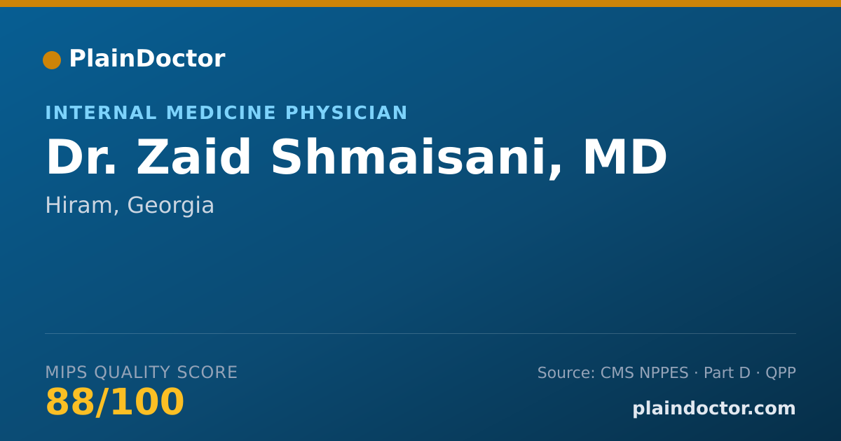 Shareable card for Zaid Shmaisani, MD - Internal Medicine Physician, Hiram, GA