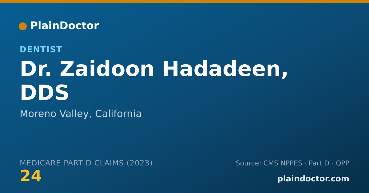 Shareable card for Zaidoon Hadadeen, DDS - Dentist, Moreno Valley, CA