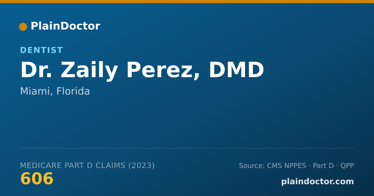 Shareable card for Zaily Perez, DMD - Dentist, Miami, FL