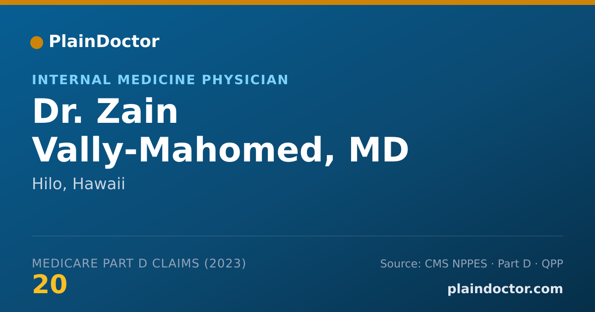Shareable card for Zain Vally-Mahomed, MD - Internal Medicine Physician, Hilo, HI