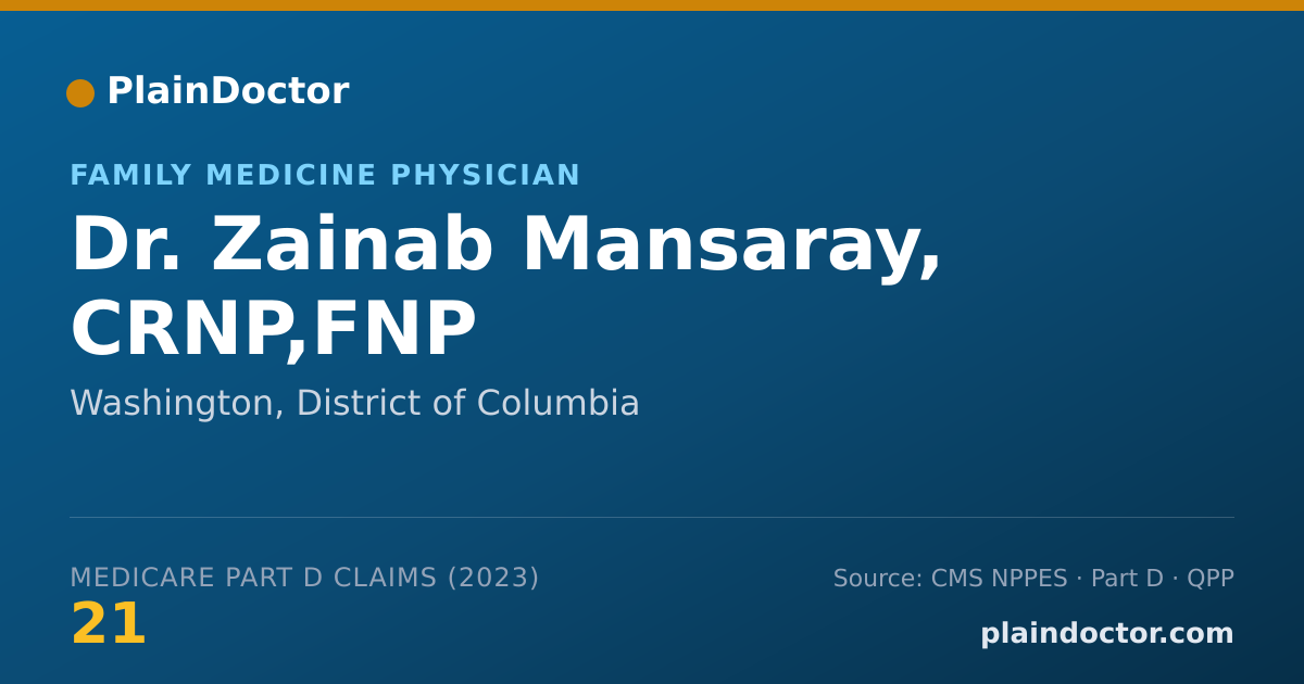 Shareable card for Zainab Mansaray, CRNP,FNP - Family Medicine Physician, Washington, DC