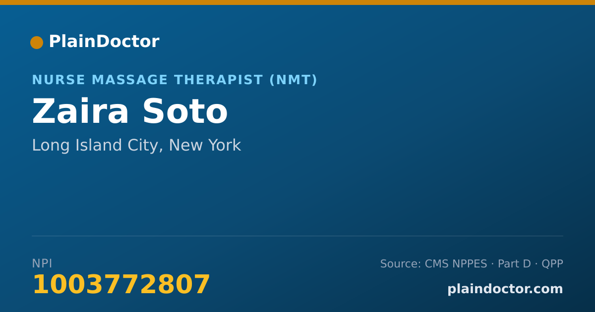 Shareable card for Zaira Soto - Nurse Massage Therapist (NMT), Long Island City, NY