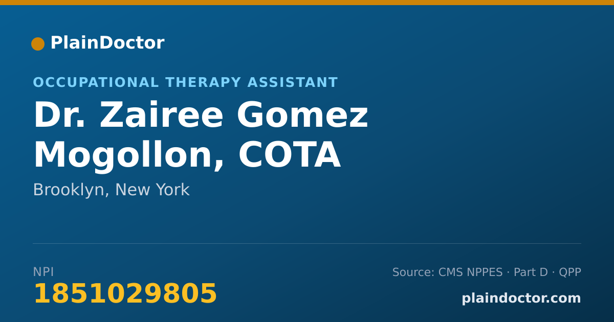 Shareable card for Zairee Gomez Mogollon, COTA - Occupational Therapy Assistant, Brooklyn, NY