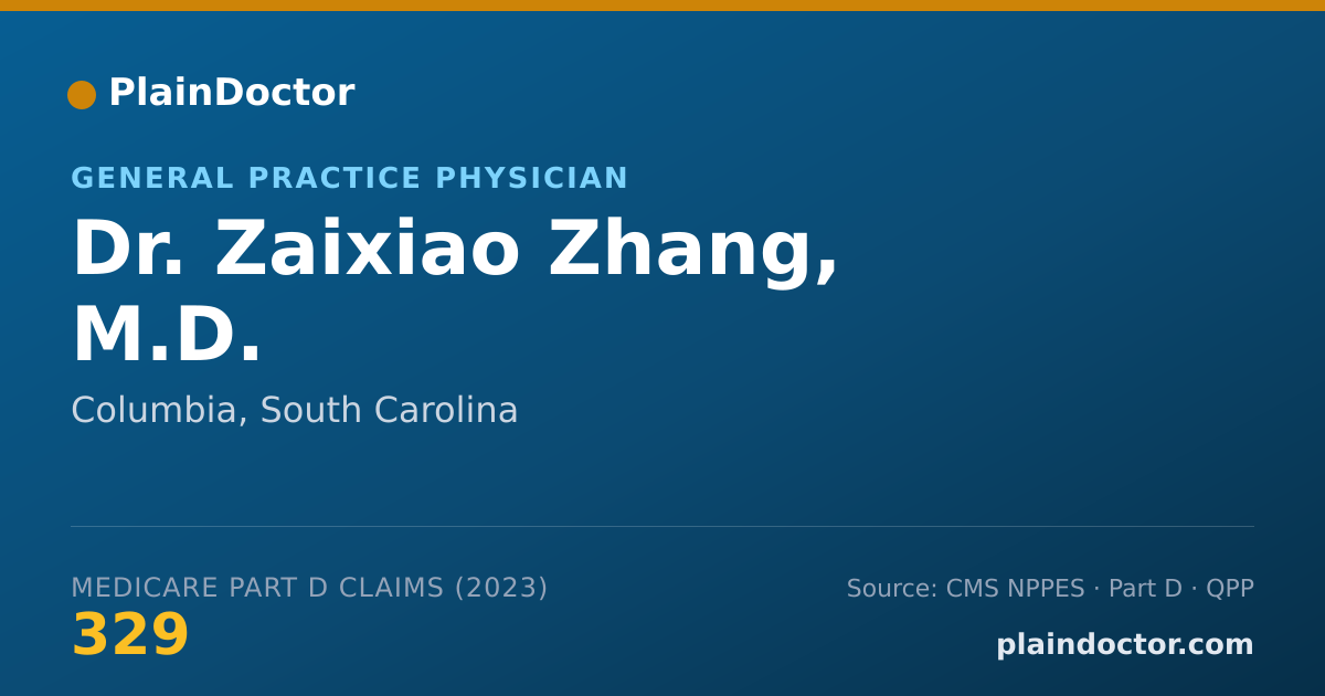 Shareable card for Zaixiao Zhang, M.D. - General Practice Physician, Columbia, SC