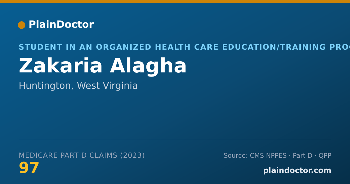 Shareable card for Zakaria Alagha - Student in an Organized Health Care Education/Training Program, Huntington, WV