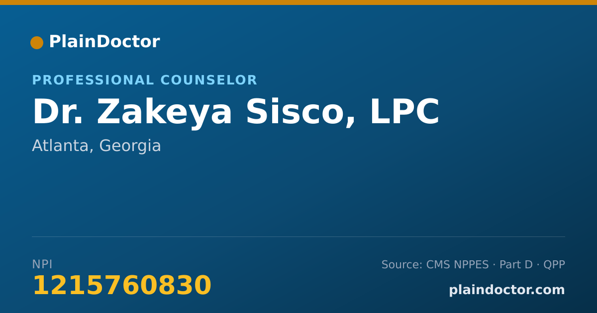 Shareable card for Zakeya Sisco, LPC - Professional Counselor, Atlanta, GA