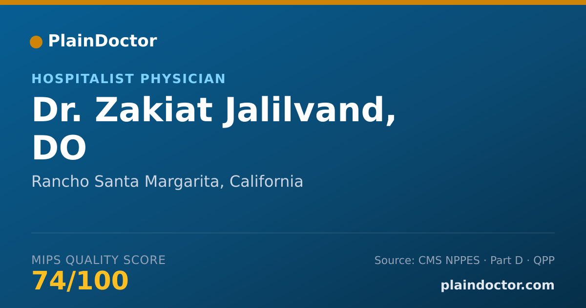 Shareable card for Zakiat Jalilvand, DO - Hospitalist Physician, Rancho Santa Margarita, CA