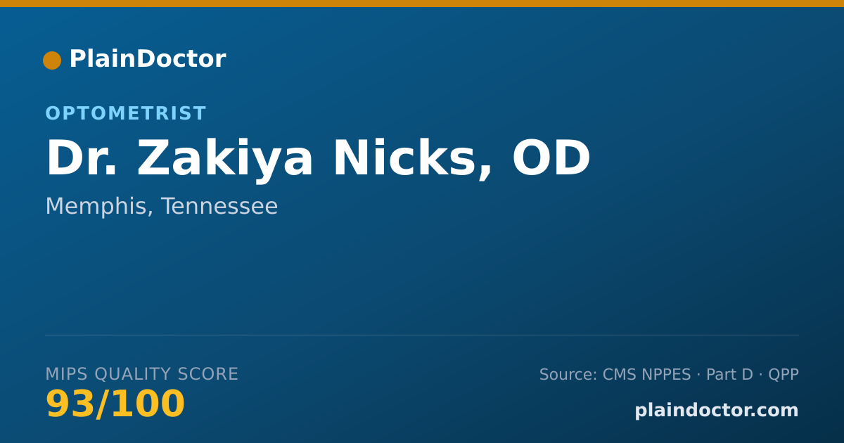 Shareable card for Zakiya Nicks, OD - Optometrist, Memphis, TN