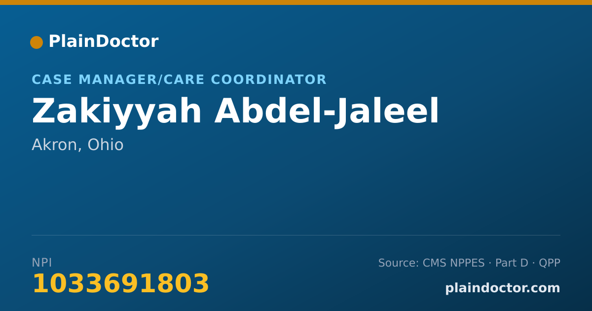 Shareable card for Zakiyyah Abdel-Jaleel - Case Manager/Care Coordinator, Akron, OH