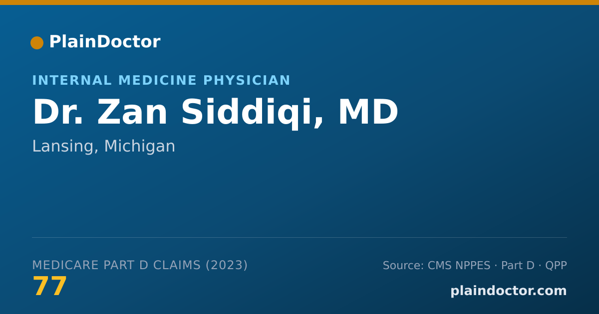 Shareable card for Zan Siddiqi, MD - Internal Medicine Physician, Lansing, MI