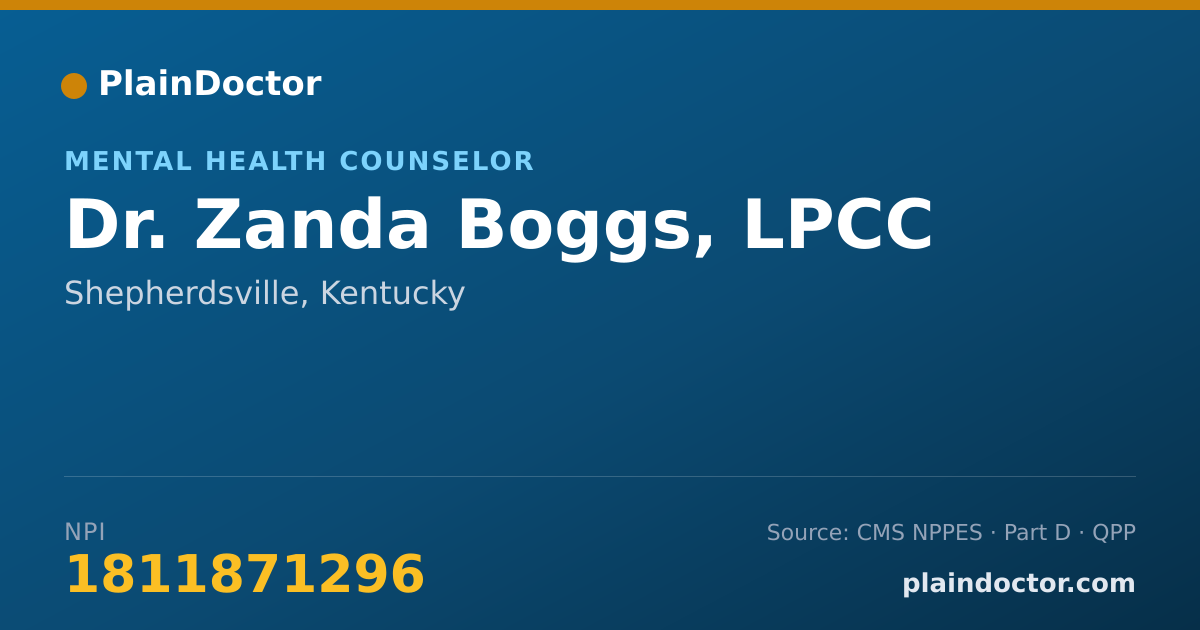 Shareable card for Zanda Boggs, LPCC - Mental Health Counselor, Shepherdsville, KY