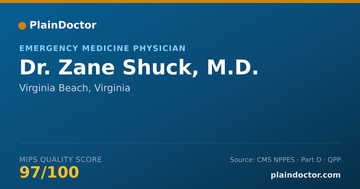 Shareable card for Zane Shuck, M.D. - Emergency Medicine Physician, Virginia Beach, VA