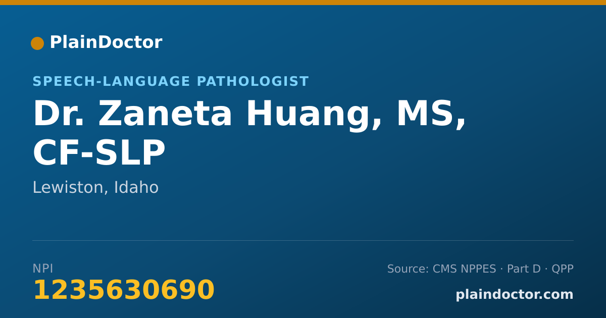 Shareable card for Zaneta Huang, MS, CF-SLP - Speech-Language Pathologist, Lewiston, ID
