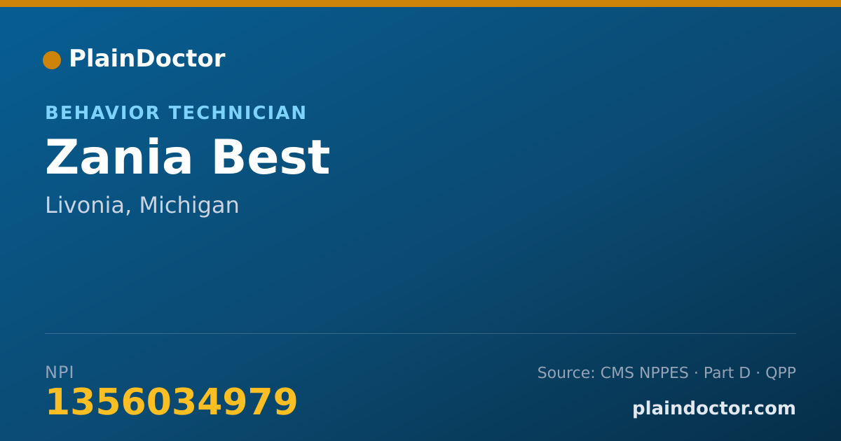Shareable card for Zania Best - Behavior Technician, Livonia, MI
