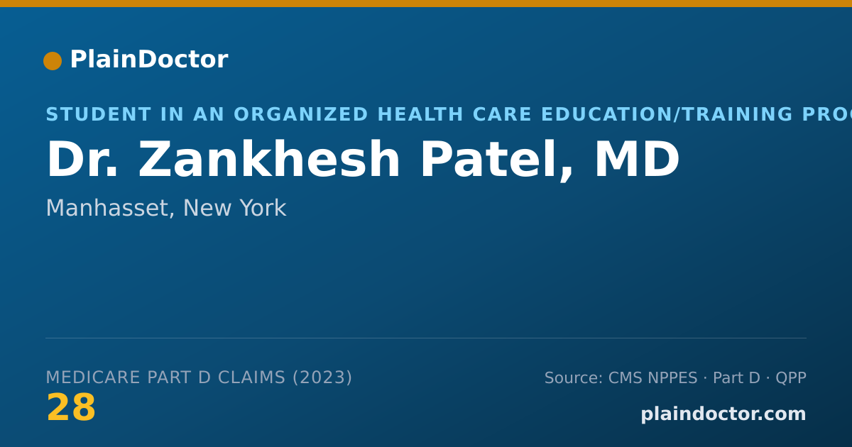 Shareable card for Zankhesh Patel, MD - Student in an Organized Health Care Education/Training Program, Manhasset, NY