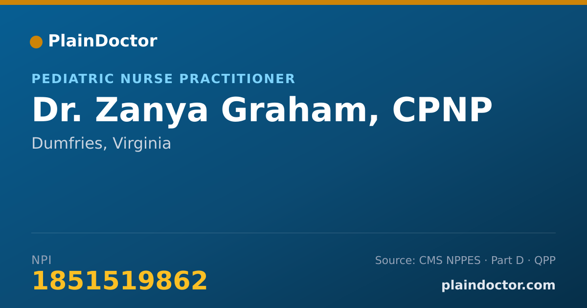 Shareable card for Zanya Graham, CPNP - Pediatric Nurse Practitioner, Dumfries, VA