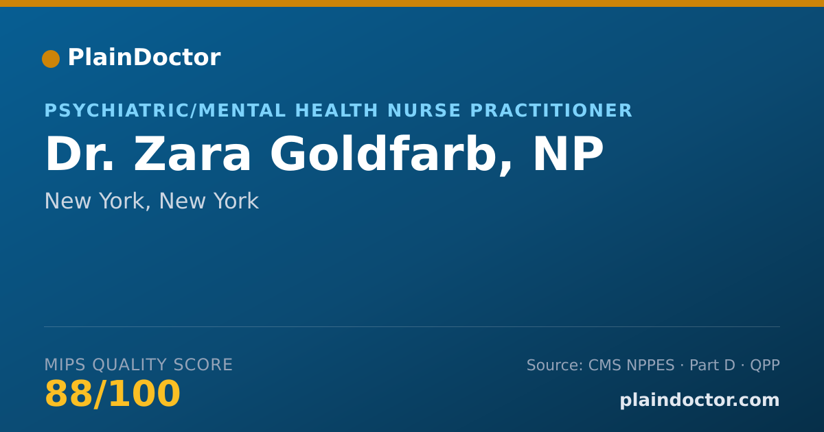 Shareable card for Zara Goldfarb, NP - Psychiatric/Mental Health Nurse Practitioner, New York, NY