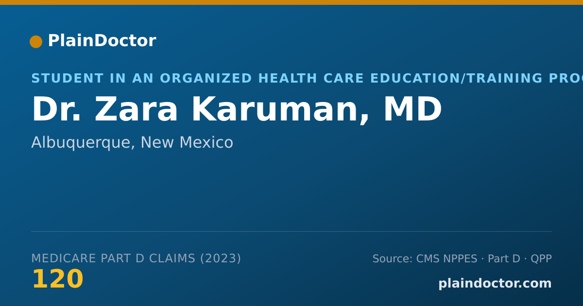 Shareable card for Zara Karuman, MD - Student in an Organized Health Care Education/Training Program, Albuquerque, NM