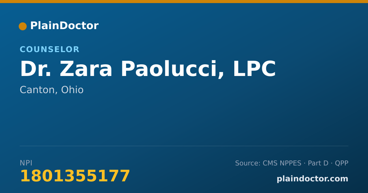 Shareable card for Zara Paolucci, LPC - Counselor, Canton, OH