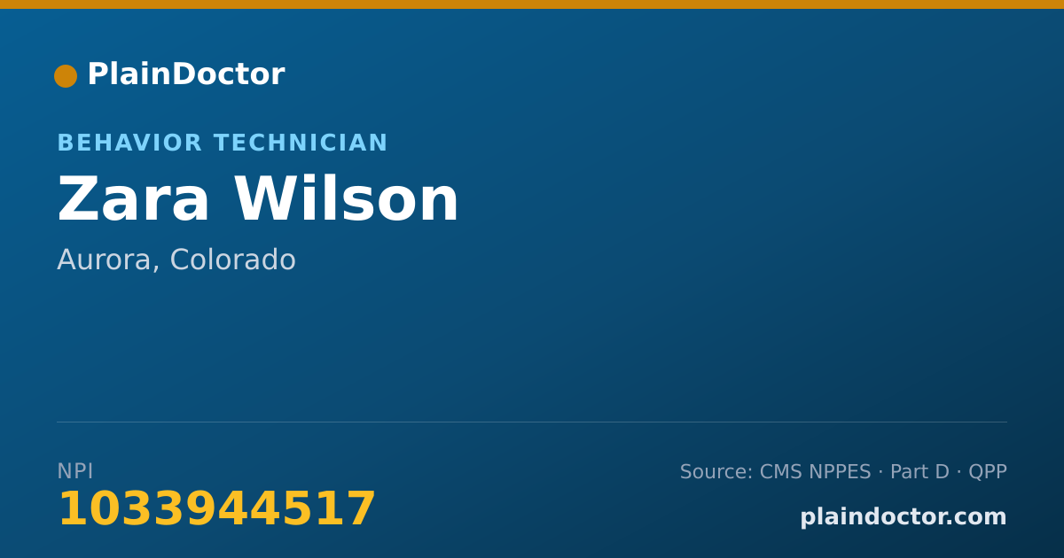 Shareable card for Zara Wilson - Behavior Technician, Aurora, CO