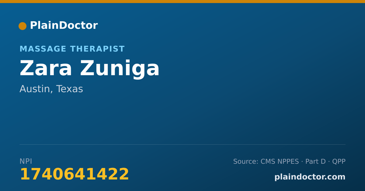 Shareable card for Zara Zuniga - Massage Therapist, Austin, TX